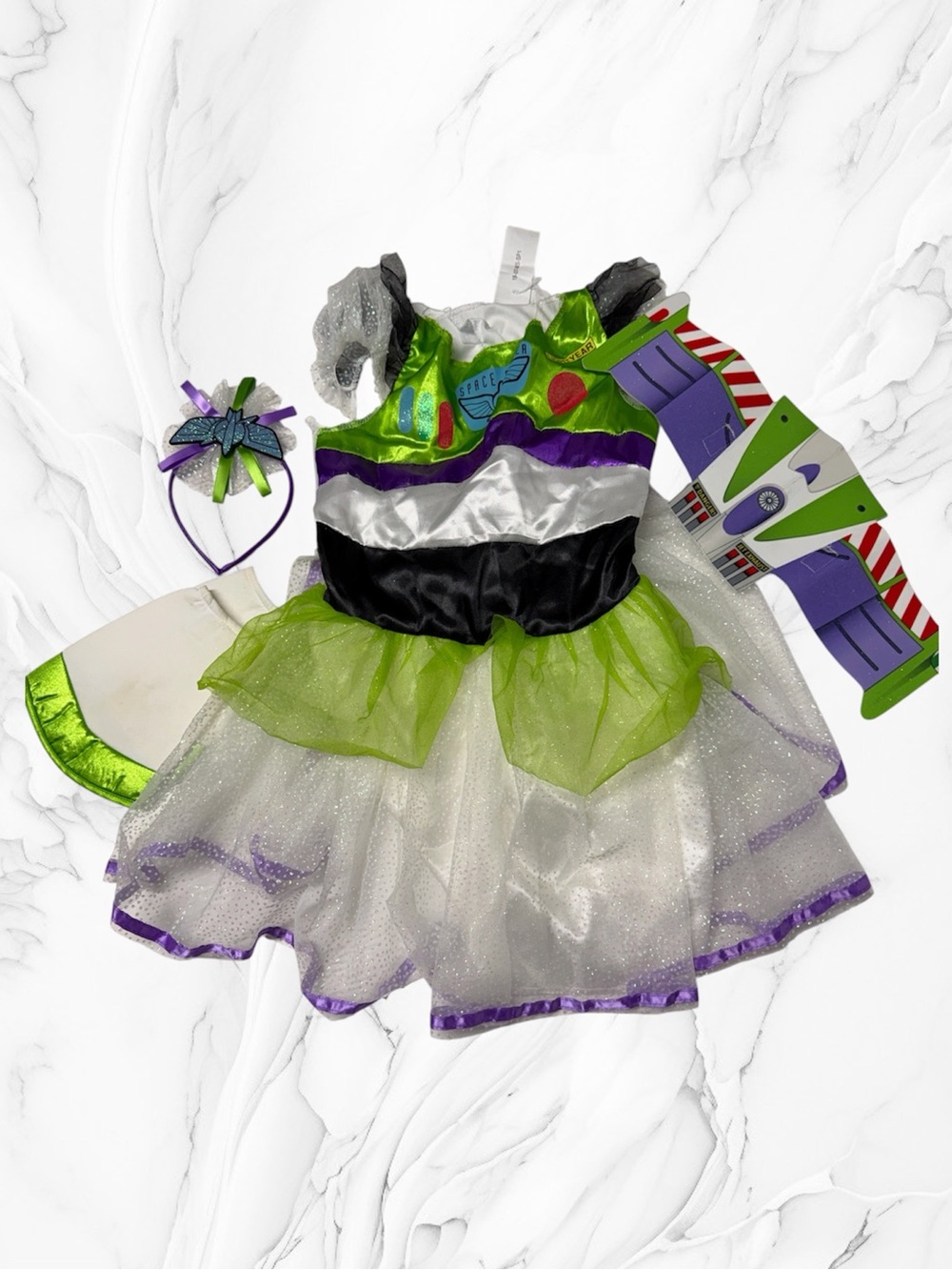Toy Story 4 Buzz Lightyear Girls Green & White Space Costume small 4-6X